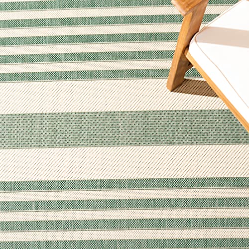 SAFAVIEH Courtyard Collection 2' x 3'7" Beige/Dark Green CY6062 Nautical Coastal Stripe Indoor/ Outside Waterproof Easy cleansingPatio Backyard Mudroom Accent Mat