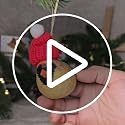 Hand-Carved Wooden Cardinal Ornament with Red Knit Hat - Gift Boxed
