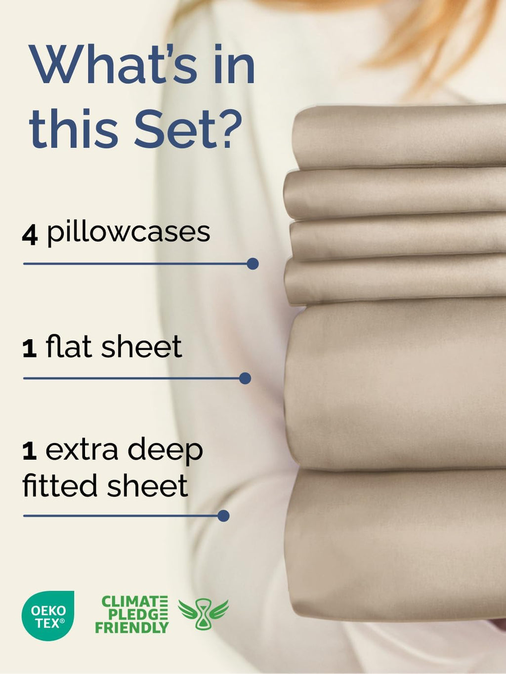 Skiennix Extra Deep Cal King Sheet Set - 6 Piece Breathable Cooling Bedding - Soft, Wrinkle-Free Cream