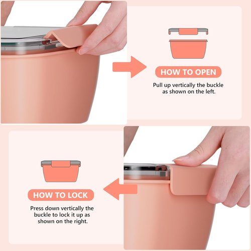 Cherrysea Salad Lunch Box - 2-Pack Leak Proof Bowls with 3 Compartments & Fork | Green & Pink