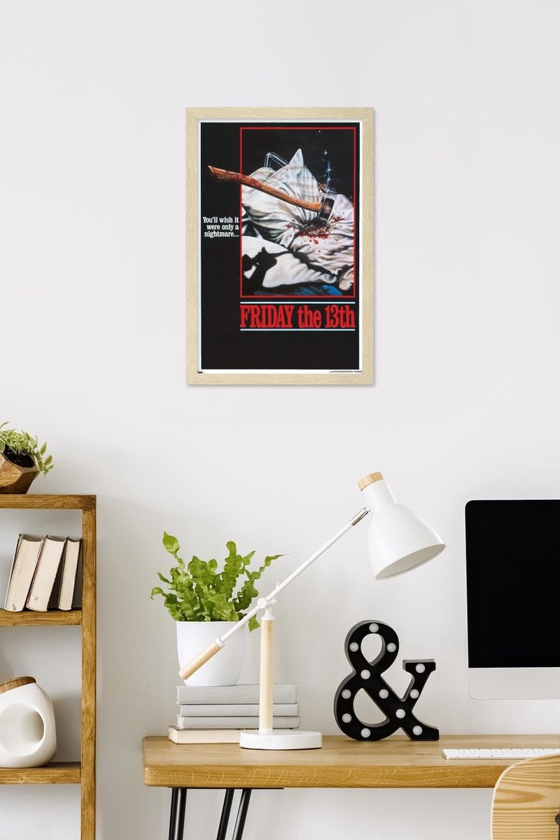 Trends International Friday The 13th - One Sheet Wall Poster, 22.4L x 14.7W, Blonde Framed Version