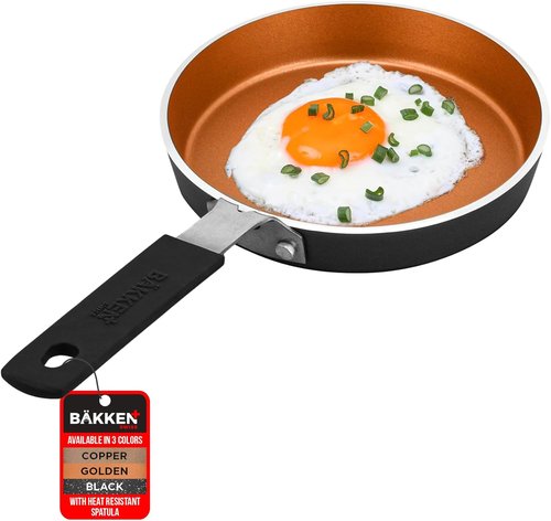 Bakken-Swiss Mini Nonstick Egg Pan Set - 2-Piece Copper Skillet for Eggs & Pancakes | Eco-Friendly, Dishwasher Safe, 5.5''