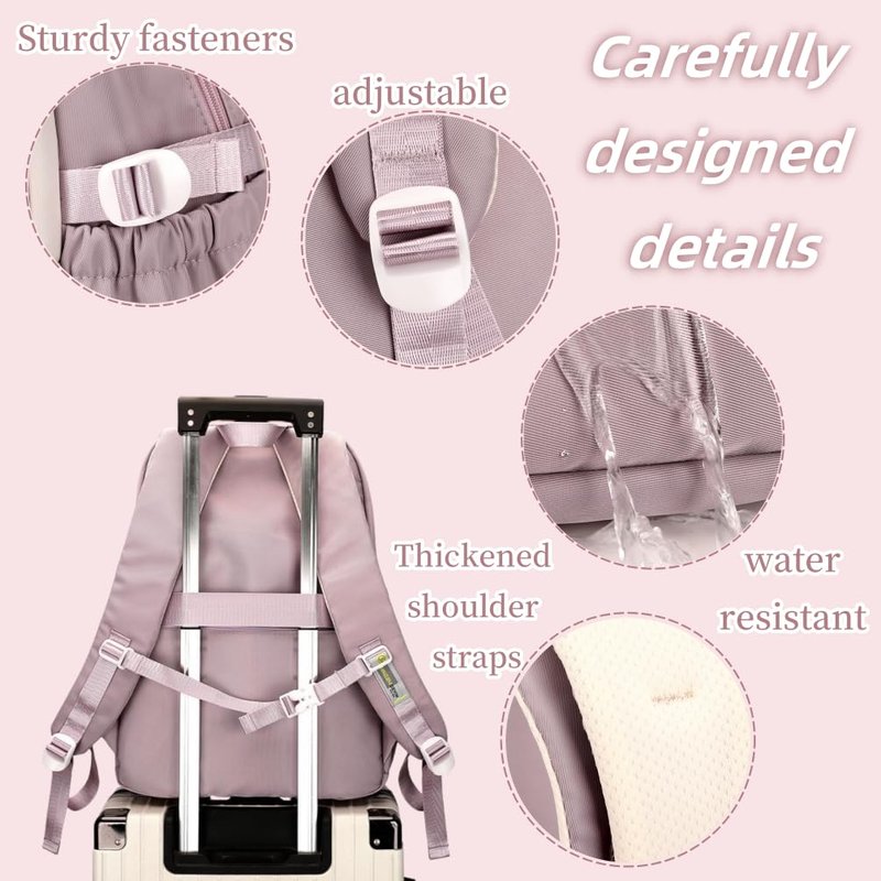 EKUIZAI Girls Aesthetic Backpack Elementary Middle Cute Schoolbag Classic Girls Backpack with Charms