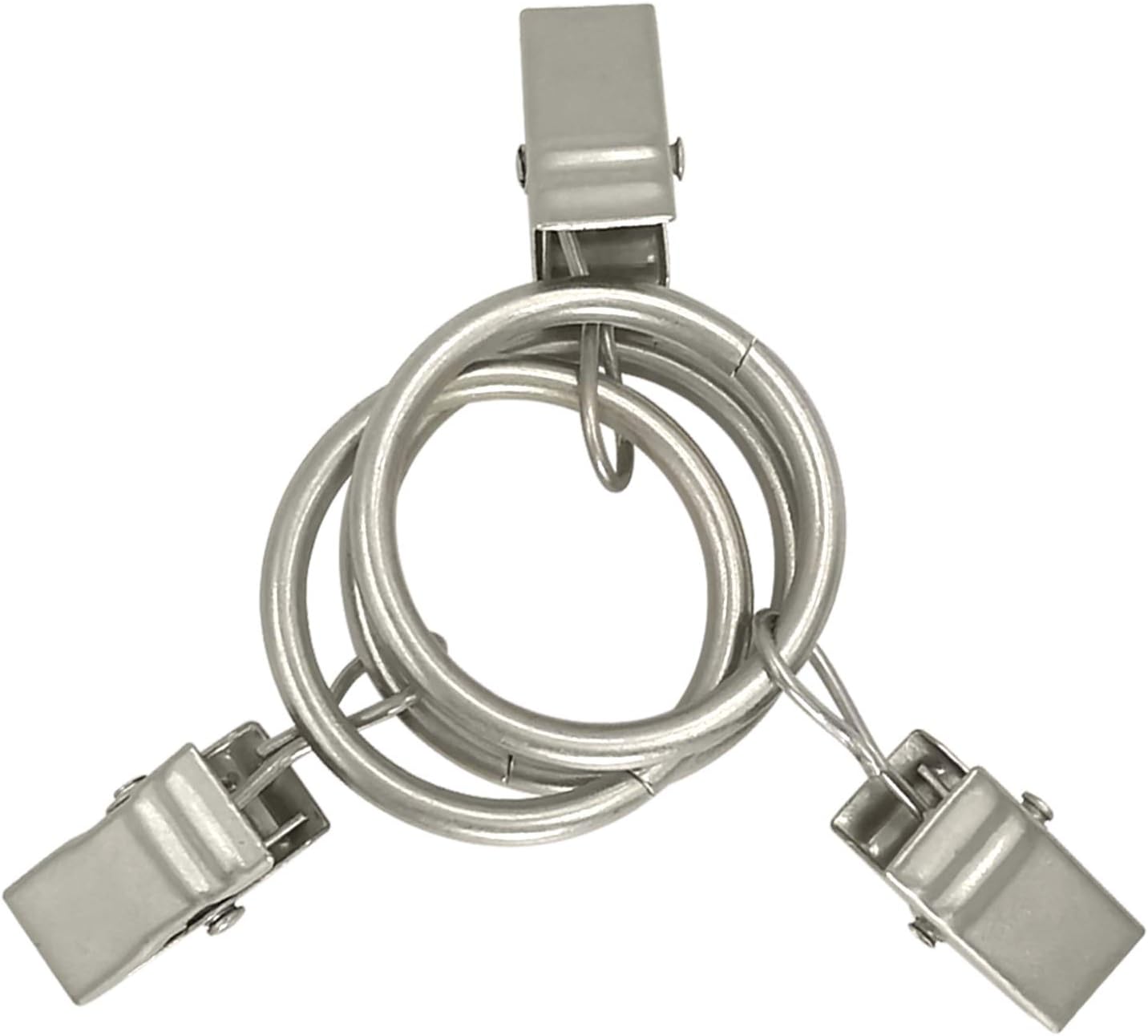 Skiennix Metal Curtain Rings - 44 Pack Drapery Clips with 1 Inch Inner Diameter - Matte Silver Finish