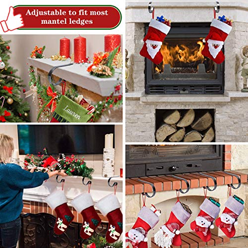 Scratch-Free Adjustable Christmas Stocking Holders for Mantle, Set of 4