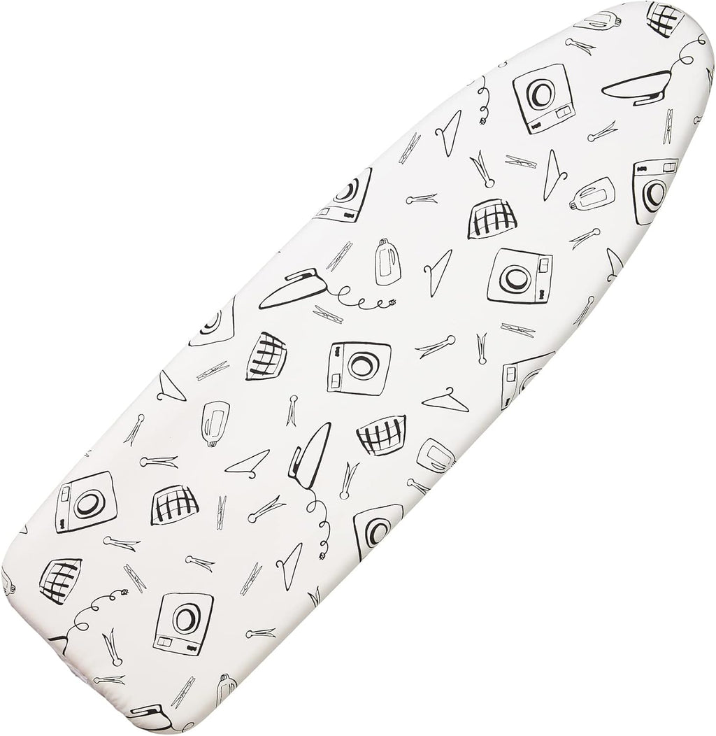 Seiritex Ironing Board Cover - Heat Reflective 15 x 54 Inch Pad with Thick Padding & Elasticized Edges | White