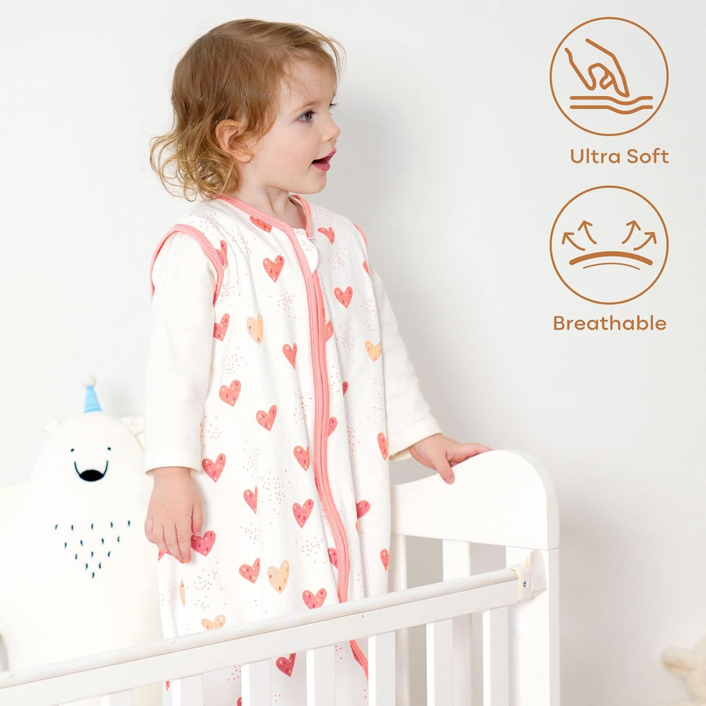 Yoofoss Baby Sleep Sack - 100% Organic Cotton Wearable Blanket | 2-Way Zipper, TOG 0.5, Medium (6-12 Months)
