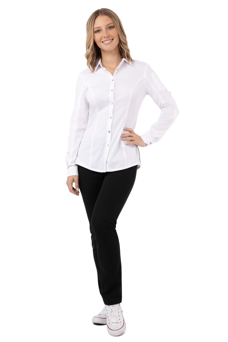 Chef Works Women's Seville Shirt with Mesh Panels, White, Medium