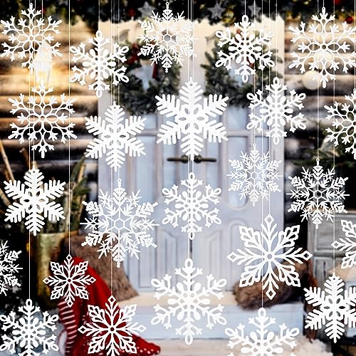 Romantic Style 24-Pack 12 Inch White Snowflake Christmas Ornaments
