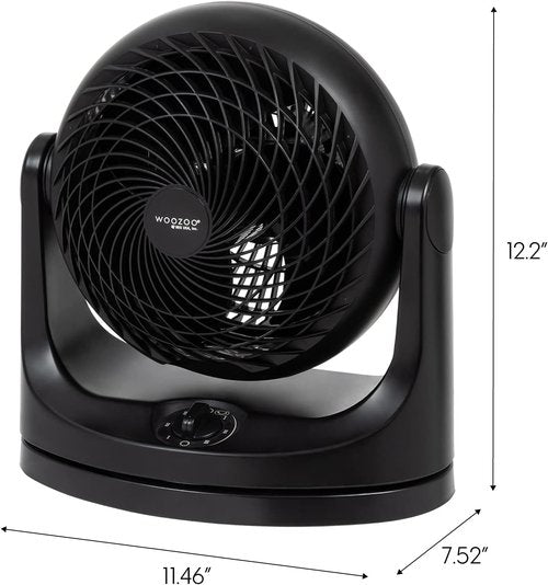 IRIS USA WOOZOO Desk Fan - Oscillating Air Circulator with 3 Speeds & 112° Tilt | Quiet 29db Motor, Black