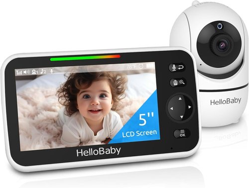 HelloBaby Baby Monitor - 5" Screen, 30-Hour Battery, Night Vision, 2-Way Talk, 1000ft Range, HB6550