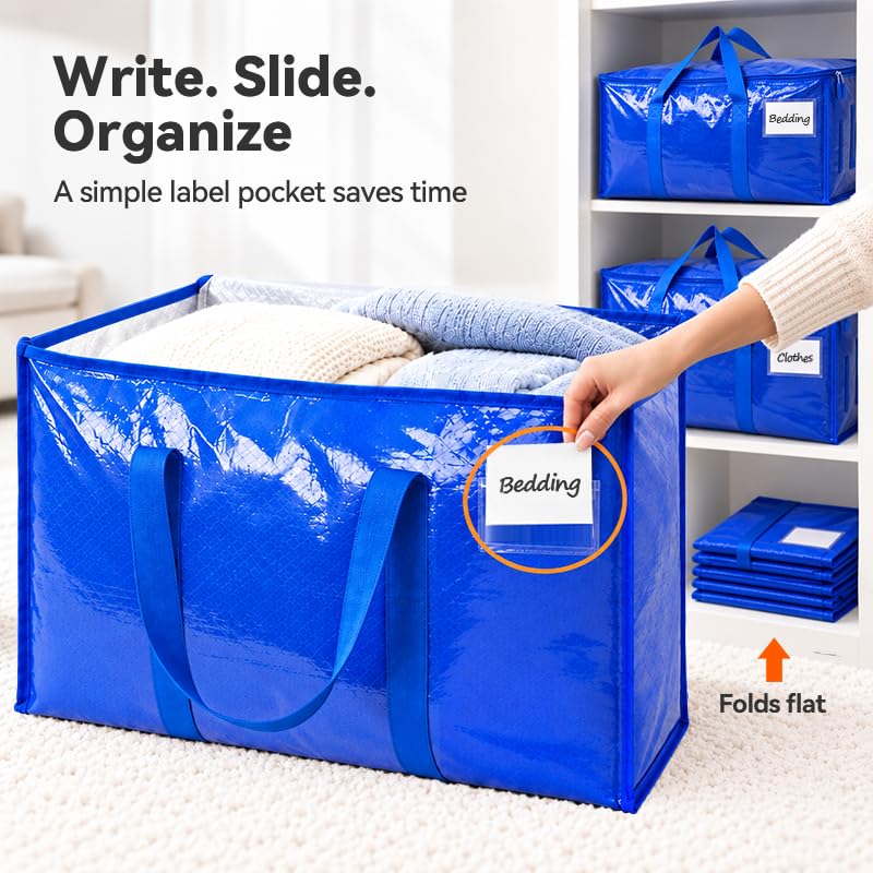 LDQ 8 Pack Heavy Duty Christmas Color Storage Bags - Extra Large Reusable Totes with Zipper & Handles