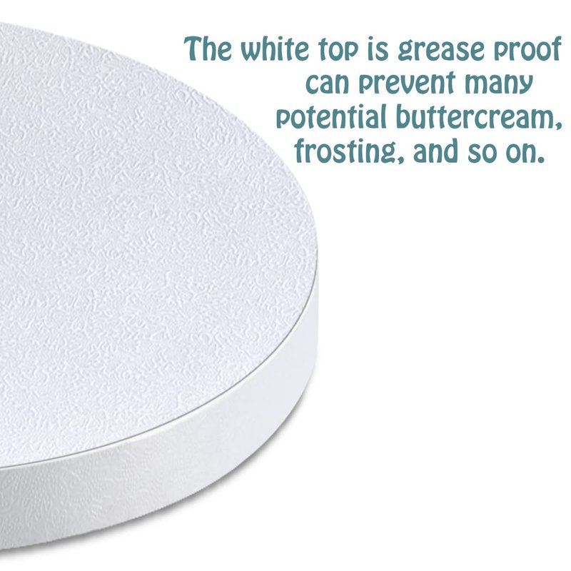 White Cake Drums Round 14 Inch Cake Boards with 1/2-Inch Thick Smooth Edges for Multi Tiered Birthday Wedding Party Cakes Drum Board