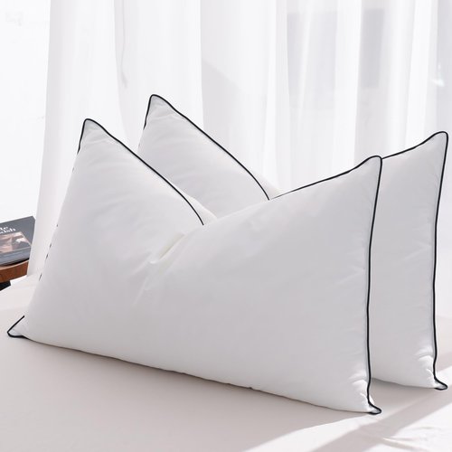Mosluna Feather Down Pillows King Size Set of 2, Luxury Hotel Collection Bed Pillow 2 Pack, Airyfil™ Powered Fillings & Feathers Pillow，Fluffy Plush for Side Sleepers, Medium Firm, 20x36 in.