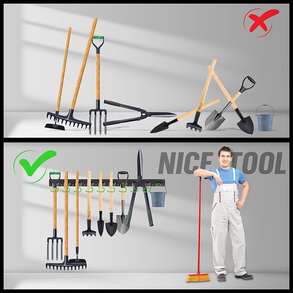 SWANLAKE Adjustable 64-Inch Wall-Mounted Storage System - Tool Organizer with Black Hooks