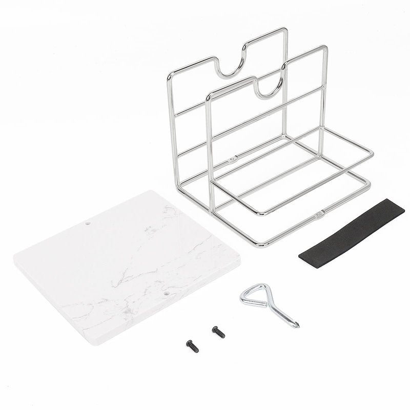 Livabber Napkin Holder, Metal Napkin Storage with Salt and Pepper Shakers Caddy Modern Napkin Dispenser for Table Kitchen Countertop, Not Including Salt and Pepper Shakers (Middle Marble, Chrome)
