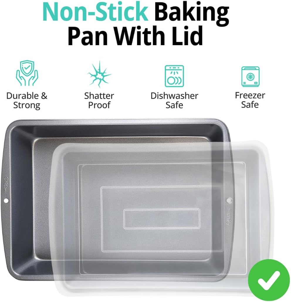 Nonstick Baking Pan by [Brand Name] - 9x13 Inch Covered Cake Pan for Brownies, Lasagna | Durable & Dishwasher Safe