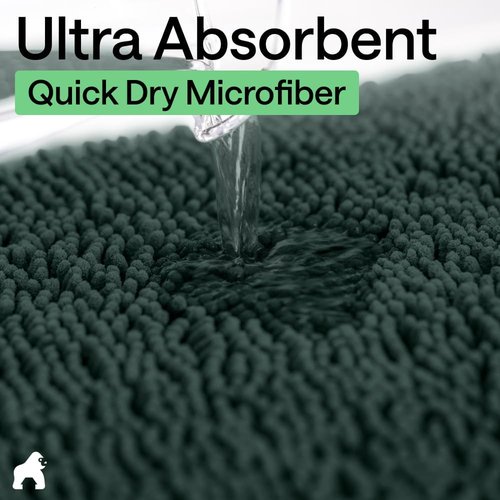 GORILLA GRIP Bath Rug Mat - Thick Soft Absorbent Chenille | Quick-Dry Microfiber, 24x17, Hunter Green