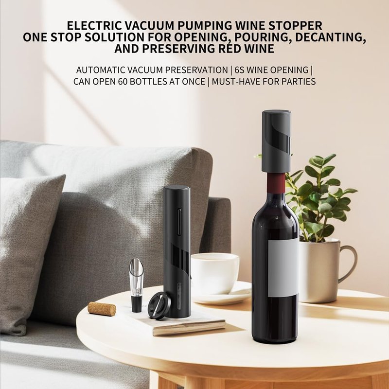 SIGBOT Electric Wine Opener,Battery Operated Wine Bottle Openers with Foil Cutter, Aerator& Electric Vacuum Stopper(4in1).One-click Button Corkscrew Remover, Great for Wine Lovers,Perfect Wine Gift.