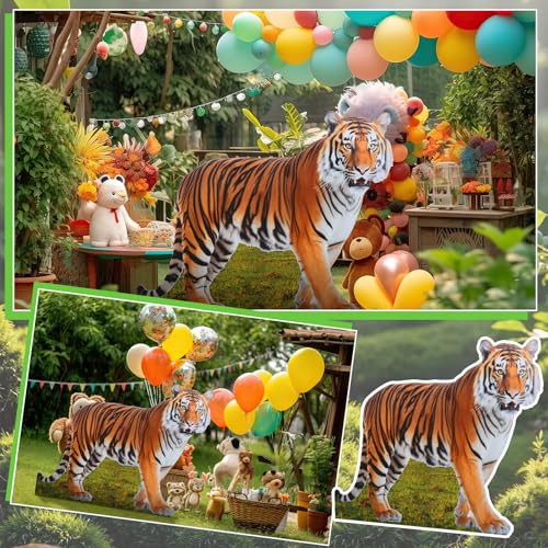 4ft Life-Size Tiger Cardboard Cutout for Safari Jungle Party Decor