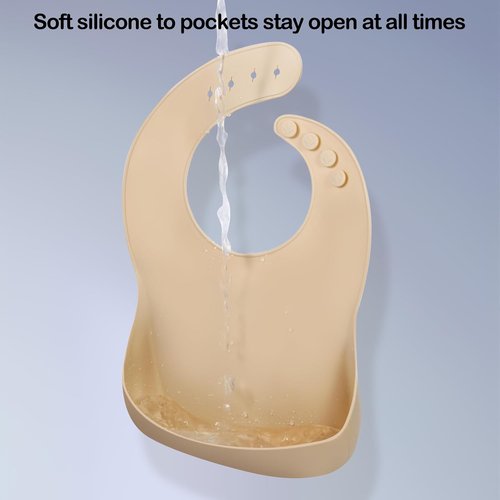 Eascrozn Silicone Bibs - Set of 3 Soft, Adjustable, BPA-Free Waterproof Bibs for Babies & Toddlers