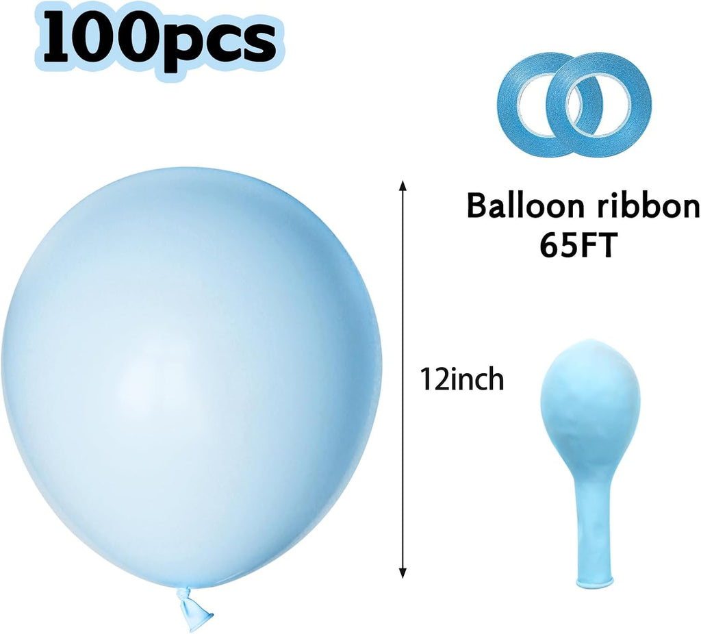 Pastel Blue Latex Balloons - 100 Pack 12 Inch Round Helium Balloons for Baby Showers & Birthday Parties