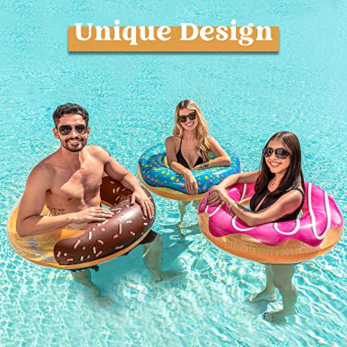 JOYIN Donut Pool Float with Glitters 32.5¡± (3 Pack), Funny Tube Toys for Swimming Pool Party and Donut Party Supplies