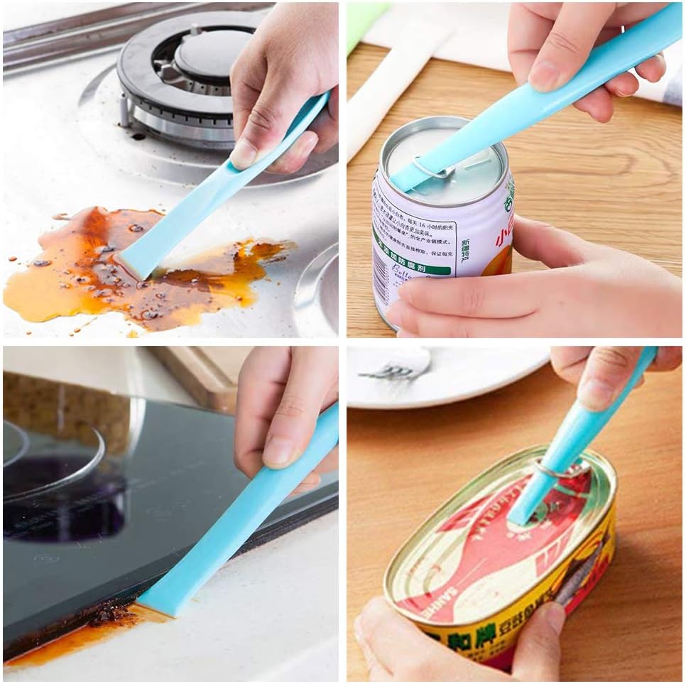Skiennix 3 PCS Multipurpose Cleaning Scraper Tool - Non-Scratch Plastic for Kitchen & Label Removal