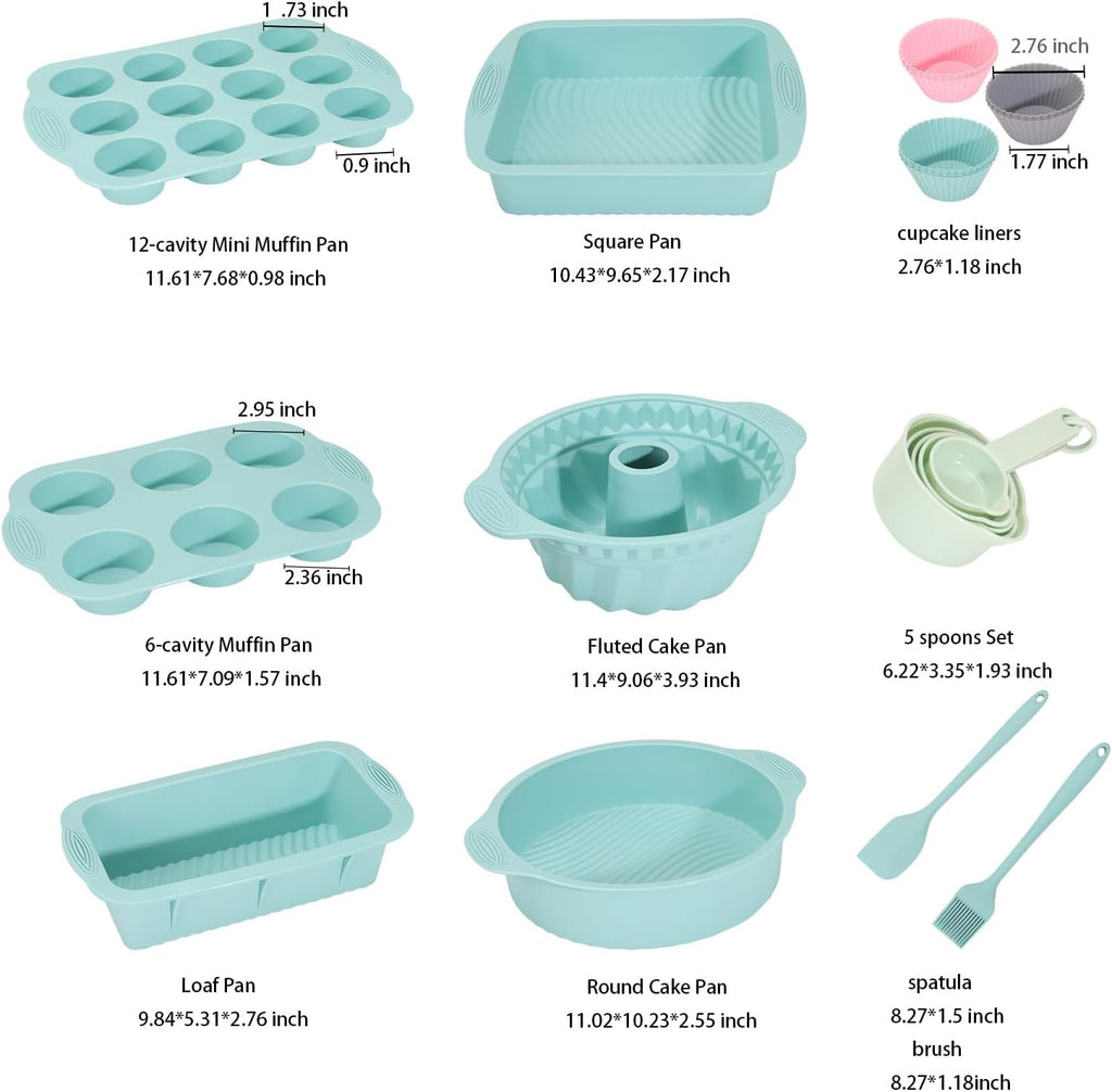 Skiennix 25 PCS Silicone Baking Pans Set - Nonstick Bakeware for Cakes, Muffins & Desserts