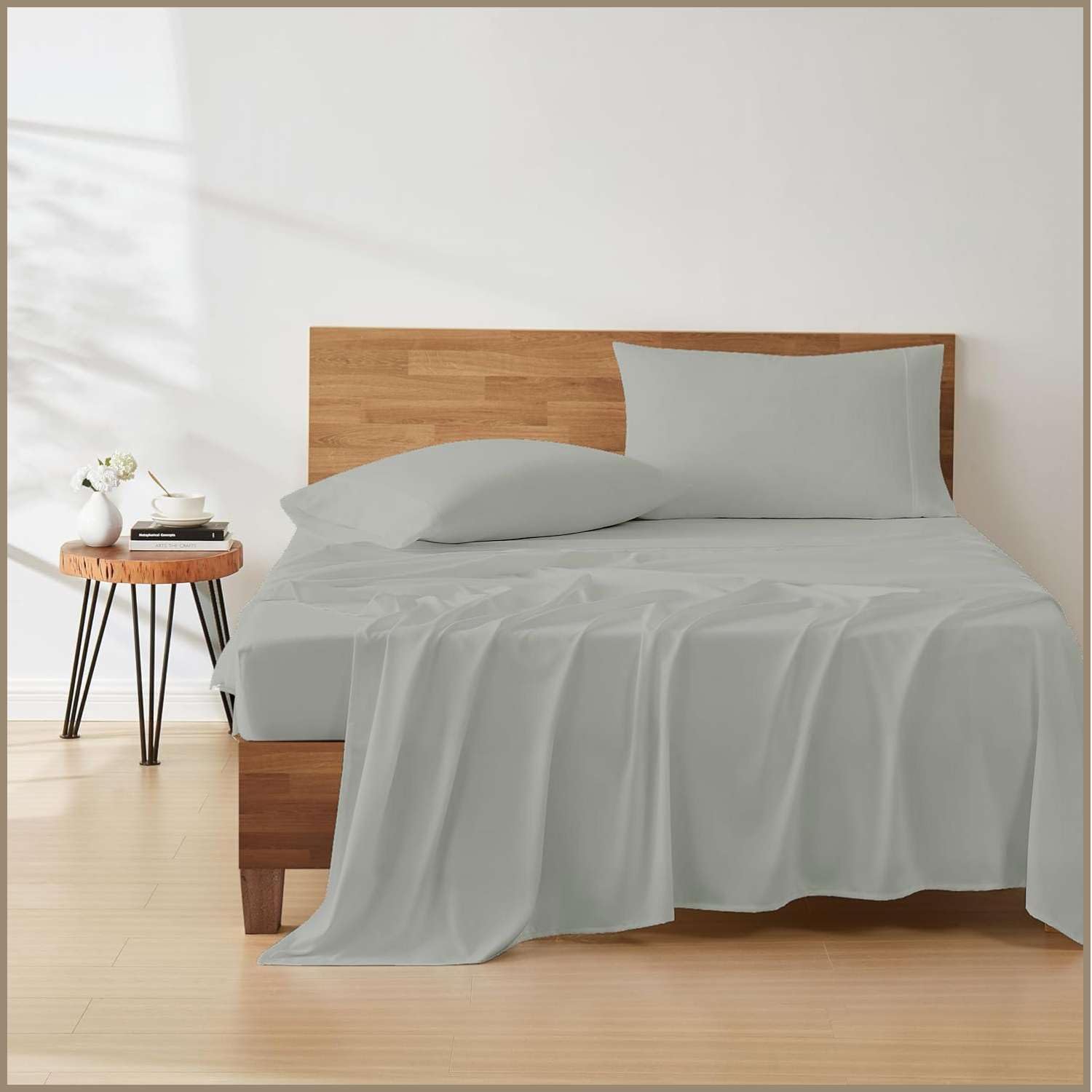 Incredible Bedding Luxury 4 Piece 3/4 Full Bunk Sheet Set, Ultra Soft Microfiber Sheets with Deep Pockets, Fits Mattresses up to 10 Inches, 48" x 75", Light Grey Solid