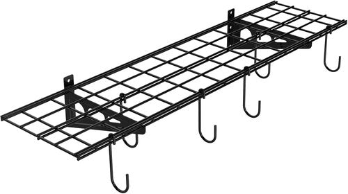 FLEXIMOUNTS Garage Wall Shelving System - 1x4 Ft Storage Rack with 6 Bike Hooks | 150 lbs Capacity