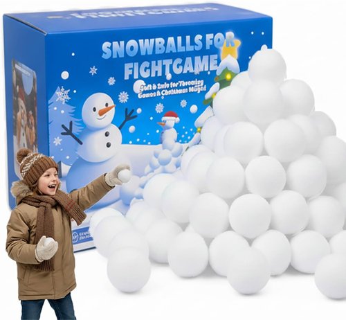 AISENO Indoor Snowball Fight Toys - 50 Soft Fake Snow Balls for Kids | Fun Winter Party Game