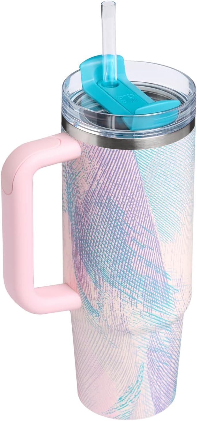 STANLEY Quencher H2.0 Tumbler - 30 oz Insulated Stainless Steel with Handle & Straw | BPA-Free | Sea Glass Plume