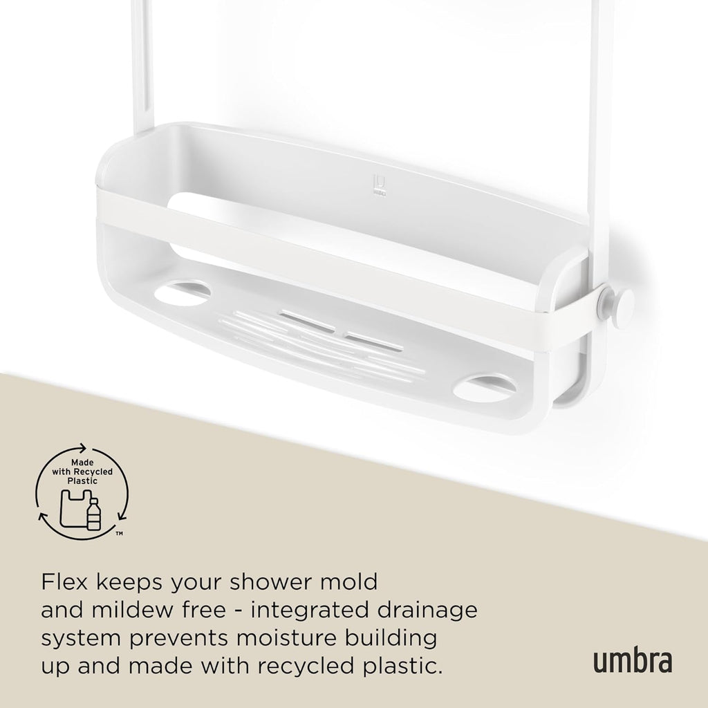 Umbra Flex Shower Caddy - 2-Tier Hanging Organizer for Bathtub | Stylish White Design