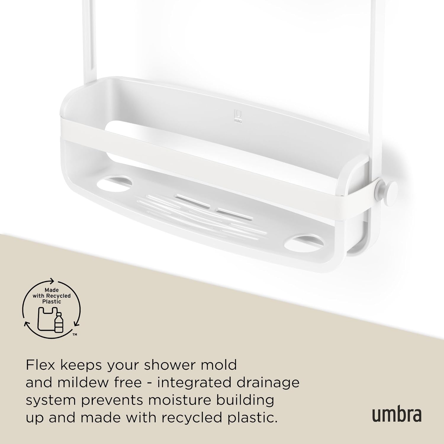 Umbra Flex Shower Caddy - 2-Tier Hanging Organizer for Bathtub | Stylish White Design