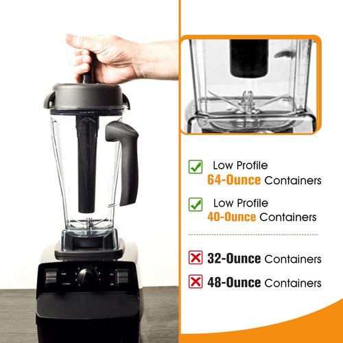 Low Profile Blender Tamper Tool Plunger, Compatible with Low Profile 64-Ounce and 40-Ounce, Professional Series Pro 750 5300 7500 Blender