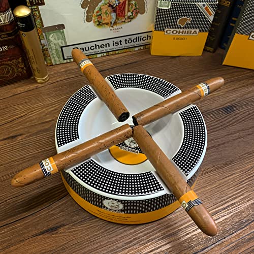 8-Inch Large Porcelain Cigar Ashtray with 4 Rests for Patio and Home