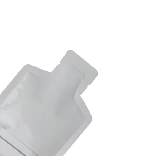 QQ Studio Pack of 100 Color Aluminum Metallized Foil Single-Use Dispenser Tip Open Bottom Heat Seal Sample Pouch (3" x 5", White w/Gray Bottom Stripes)