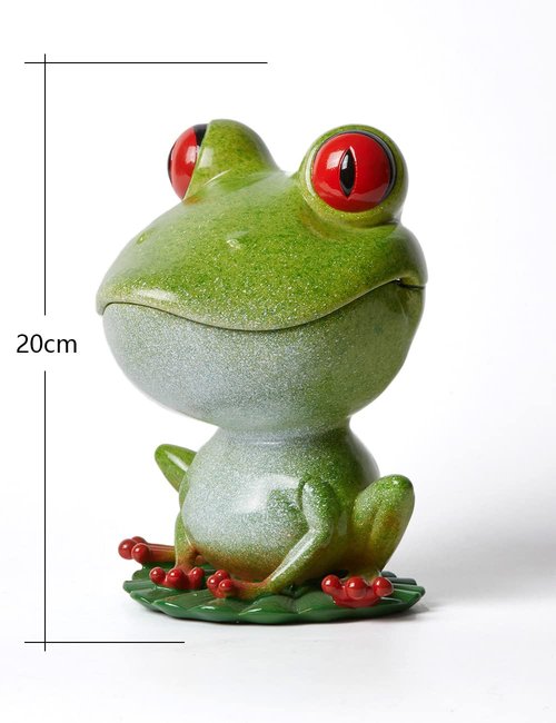 NENBOLEC Candy Dish Cookie Jar Frog Figurine Sculpture Modern Decor Gifts Polyresin Statue Green 8.0inch