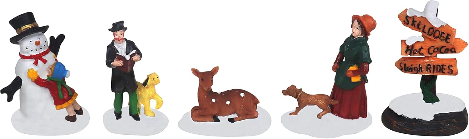 Skiennix Christmas Village Figurines Set - 5-Piece Holiday Decor for Indoor Displays & Gift Giving