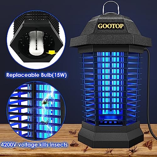 GOOTOP Outdoor Bug Zapper 4200V Electric Fly Killer & Mosquito Trap