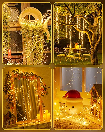 Minetom 60 LED Fairy String Lights, 5 Feet Battery Operated Silver Wire Firefly Lights for Home Decor and Holidays