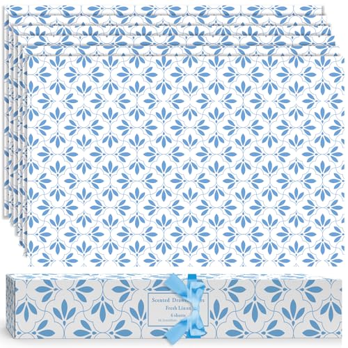 Linen Scented Drawer Liners - 6 Non-Adhesive Fragrant Sheets for Closets