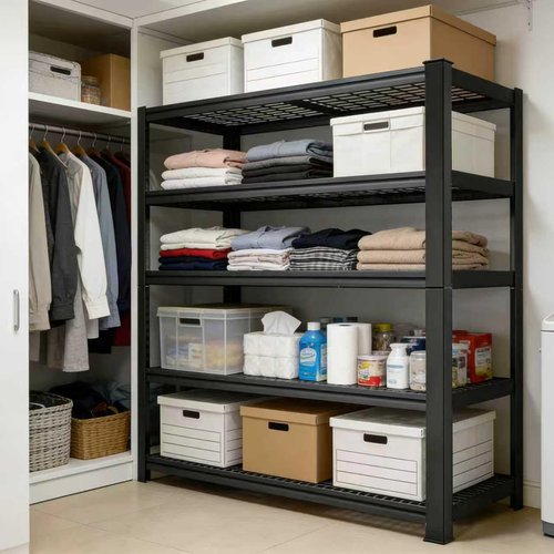 Heavy Duty Metal Shelving Rack - 2800 lbs Capacity | Adjustable 16"x35.5"x72" Black Storage Unit