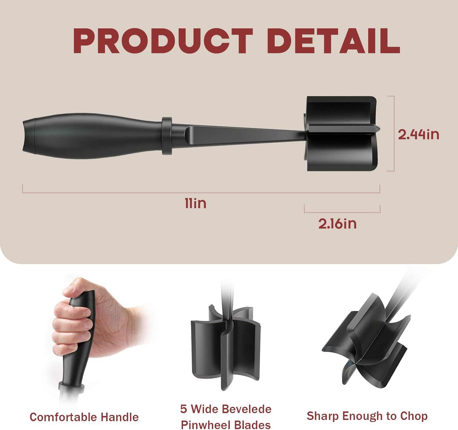 Skiennix Black Meat Chopper & 46oz Red Bacon Grease Container - Durable Kitchen Essential