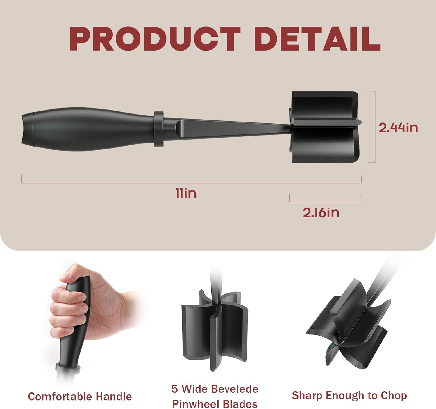 Skiennix Black Meat Chopper - 15oz Mini Red Bacon Grease Container for Easy Cooking Cleanup