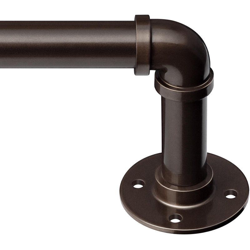 Zeerobee Curtain Rods for Windows 120 to 240, 1 Inch Industrial Wrap Around Antique Bronze Curtain Rod, Indoor/Outdoor Room Divider Adjustable Drapery Pole, 120"-240"