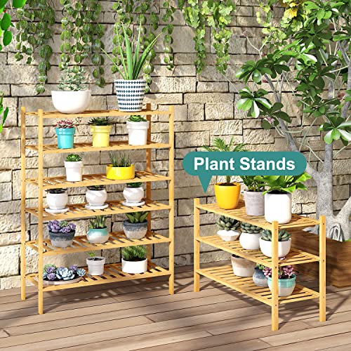 3-Tier Bamboo Shoe Rack - Stackable Wooden Organizer for Entryway & Closet