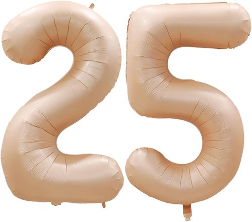 GOER Jumbo Number 25 Balloons - 42 Inch Foil Helium Birthday Decorations | Caramel Color
