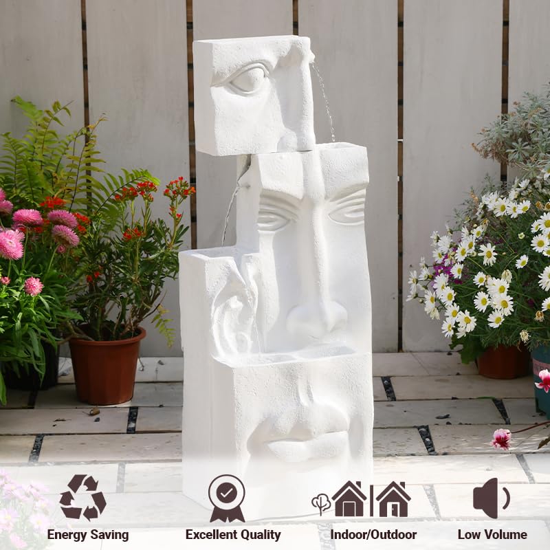 35.2-Inch Modern Floor Standing Waterfall Fountain with LED Lights